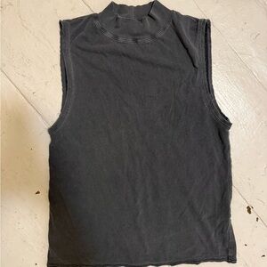 Free People Charcoal Mock Neck Top